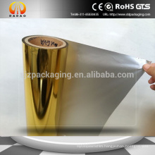25mic Gold metallized pet film lamination with EVA for paper industry